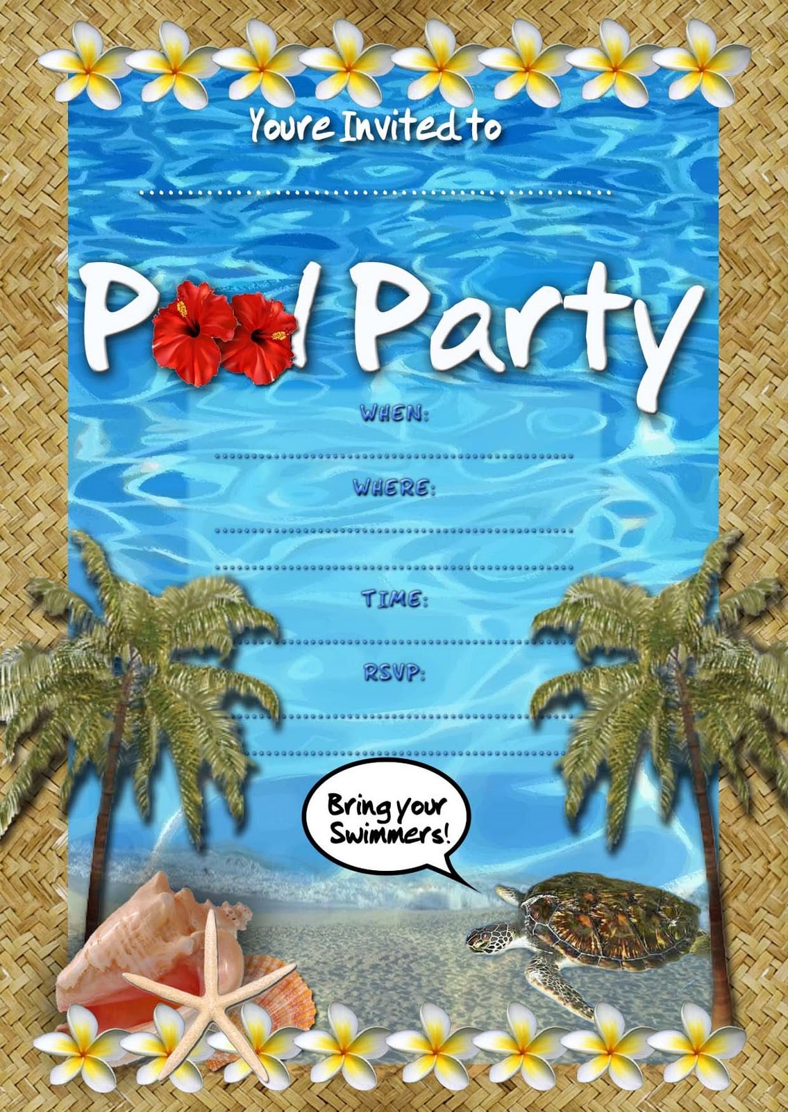 Pool Party Invitation Template â Gangcraft Net